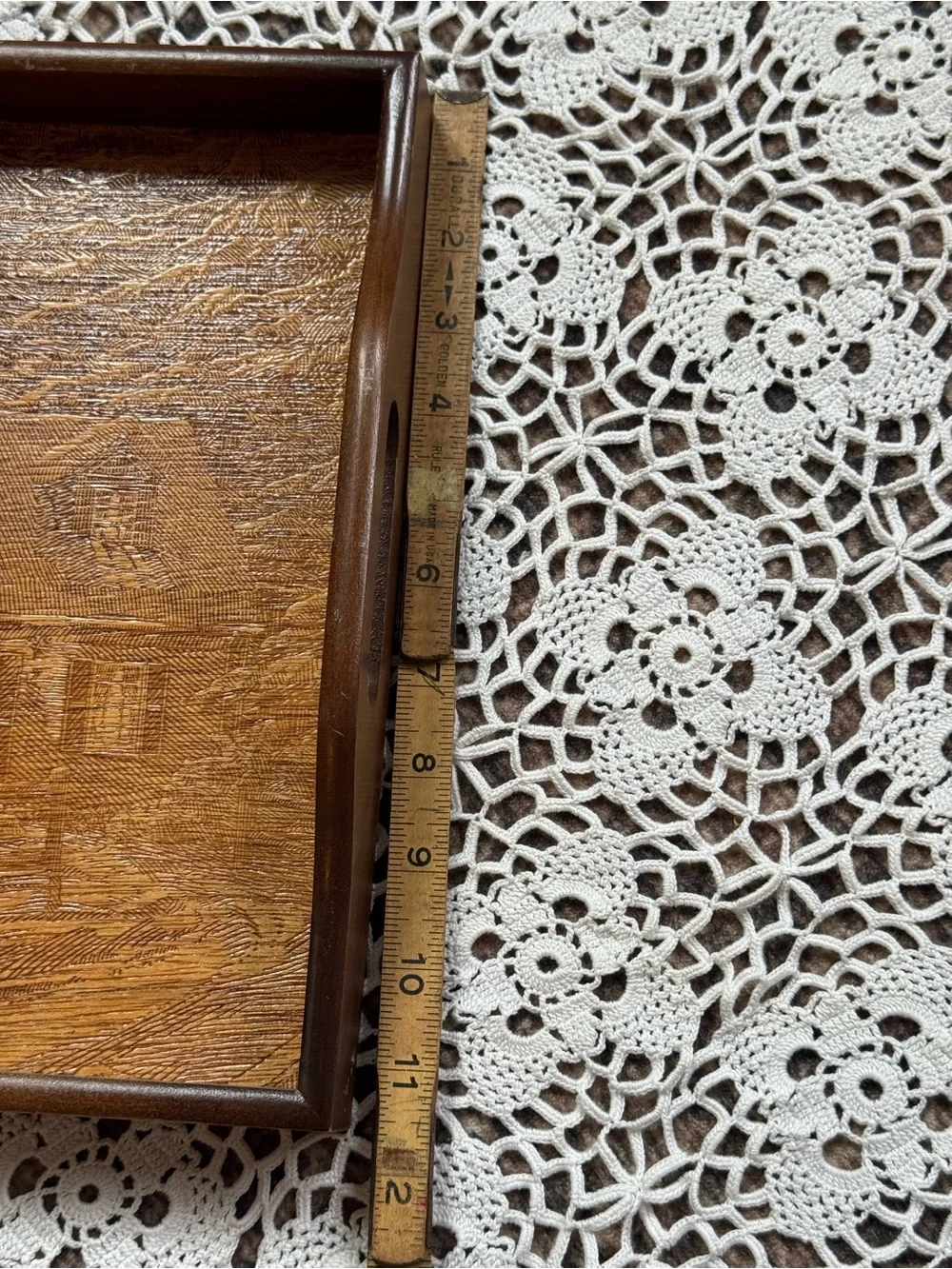 Vintage House of Lloyd Wood Serving Tray Country Cabin Farmhouse Scene